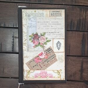 Vintage Floral Journal with Black Spine